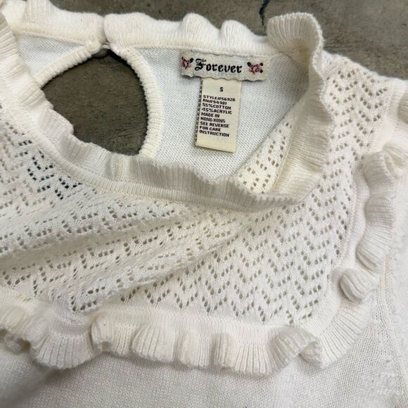 Vintage y2k coquette lace collar puff sleeve top - Picture 2 of 3